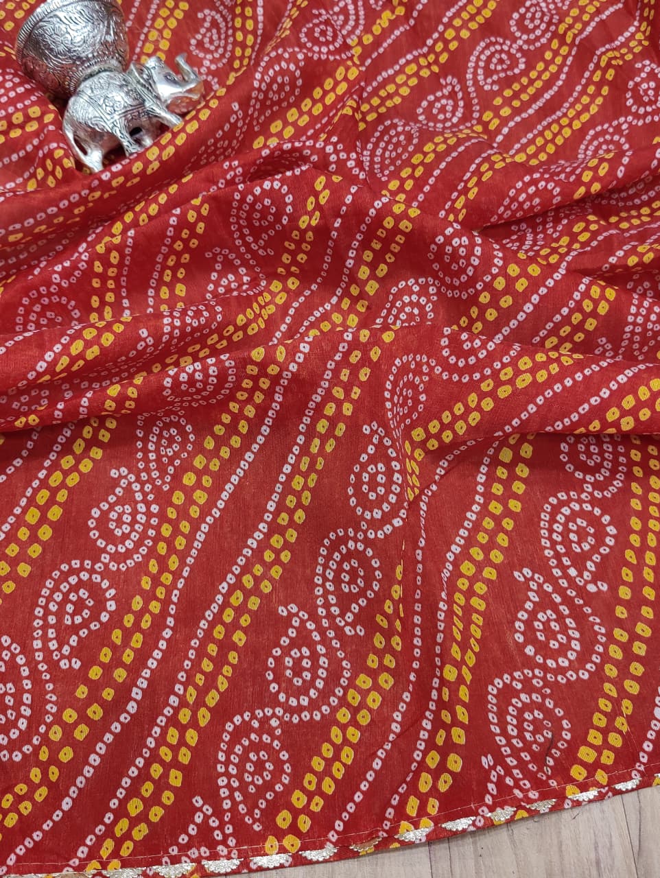 KcPc New Elegant Chinon Panetar Style Bandhani Saree SWA