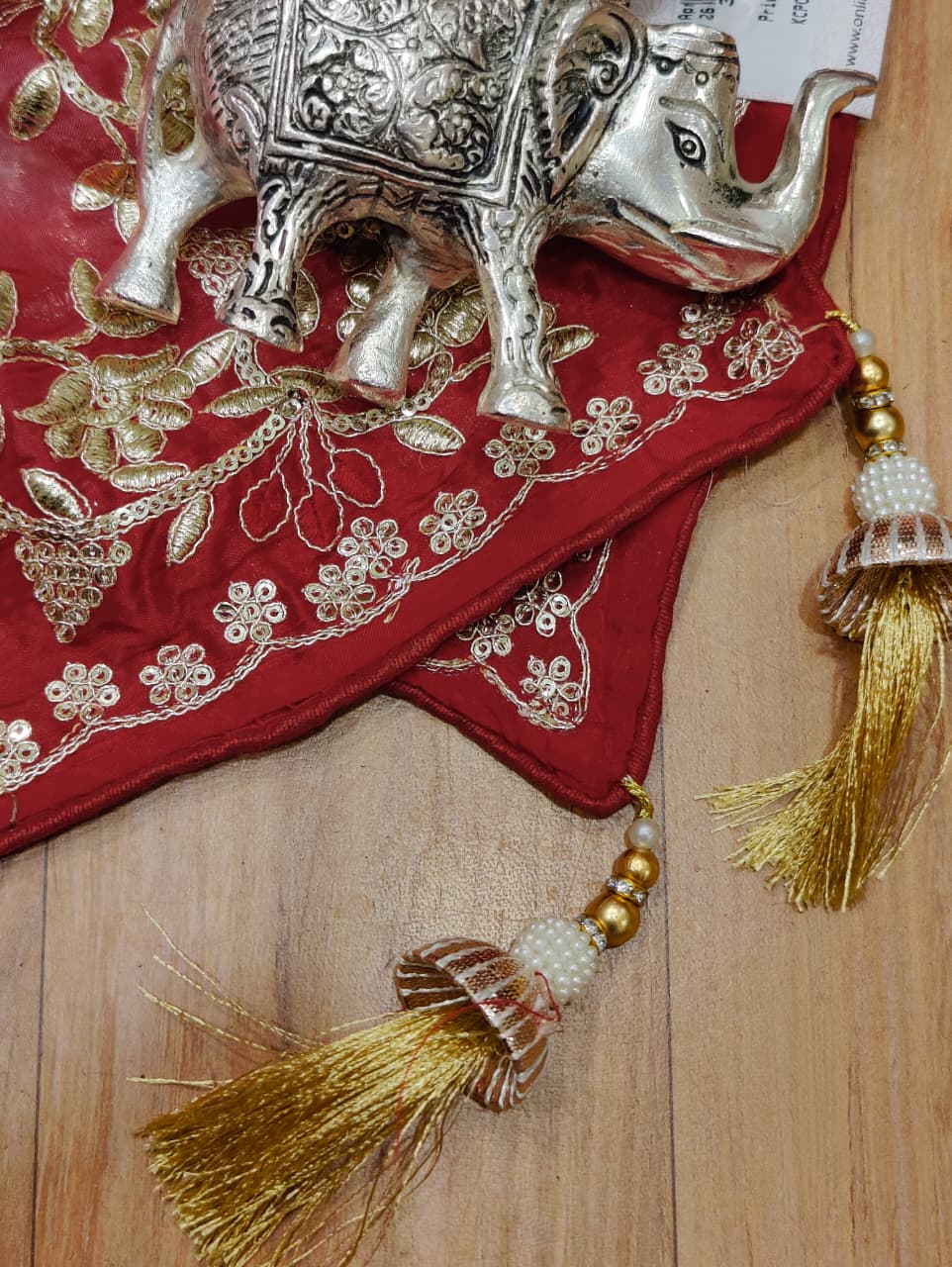KcPc New HO Silk Faag Style Saree with Embroidery Tar Work NATH