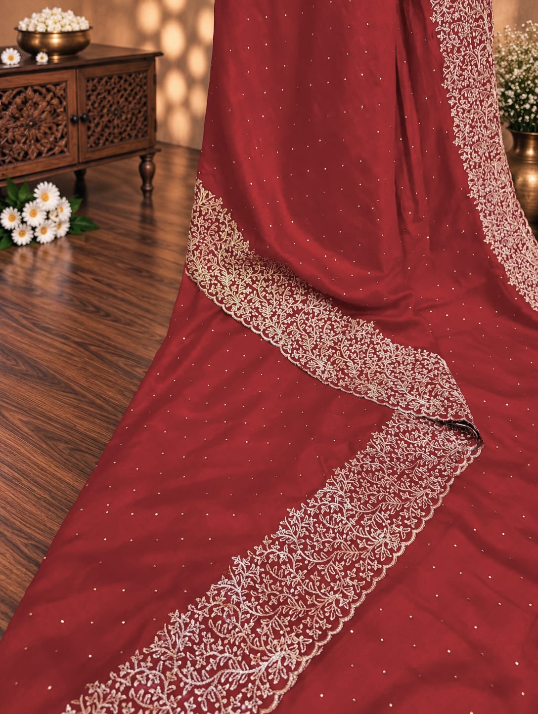 KcPc Latest Heavy Blooming Vichitra Silk With EmbroideryHMRed