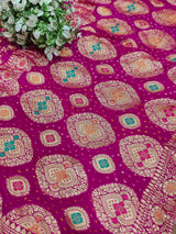 KcPc Originals Pure Meenakari Khaddi Georgette Upada Janglaw Bandhani Neemzari Saree Orange Rani