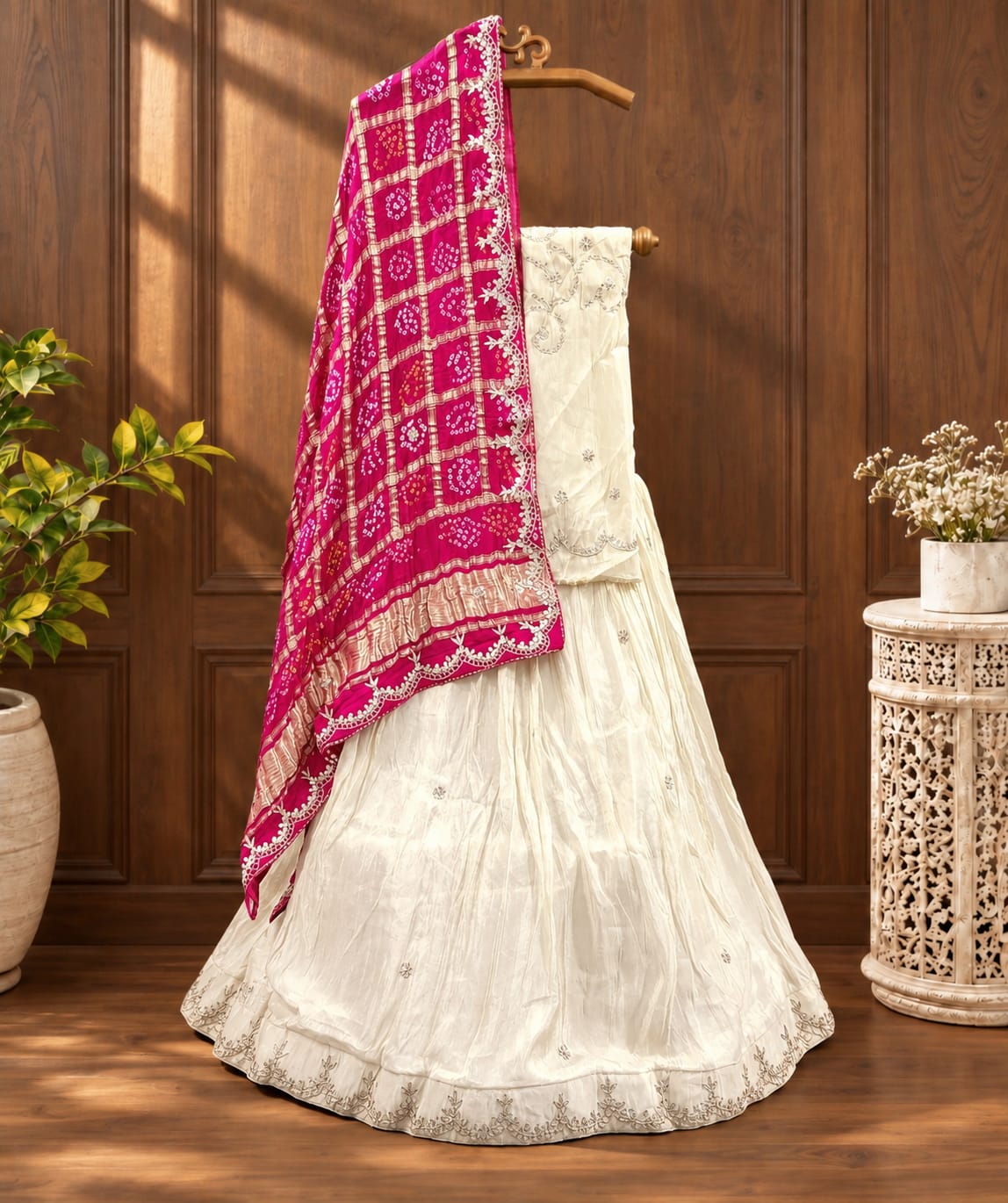 KcPc New Pure Tussar Tissue Gotapatti Lehenga With Bandhani Gotapatti Work Dupatta SATISH