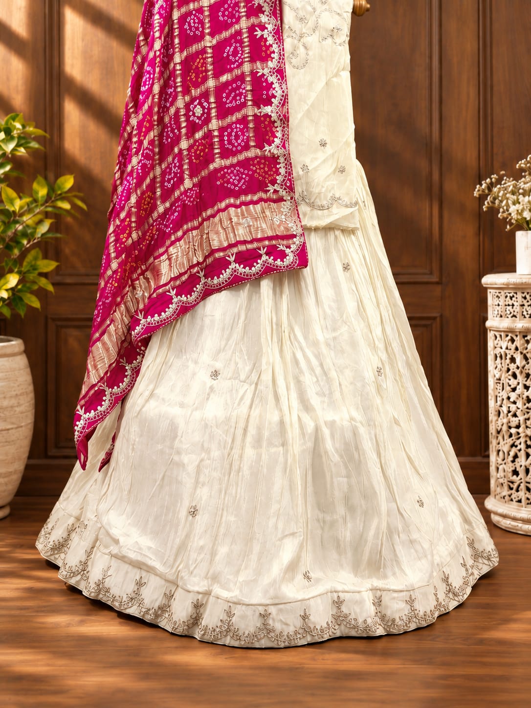 KcPc New Pure Tussar Tissue Gotapatti Lehenga With Bandhani Gotapatti Work Dupatta SATISH