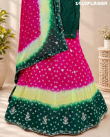 KcPc New Multi Shade Bandhani Cutdana Work LehengaGSM