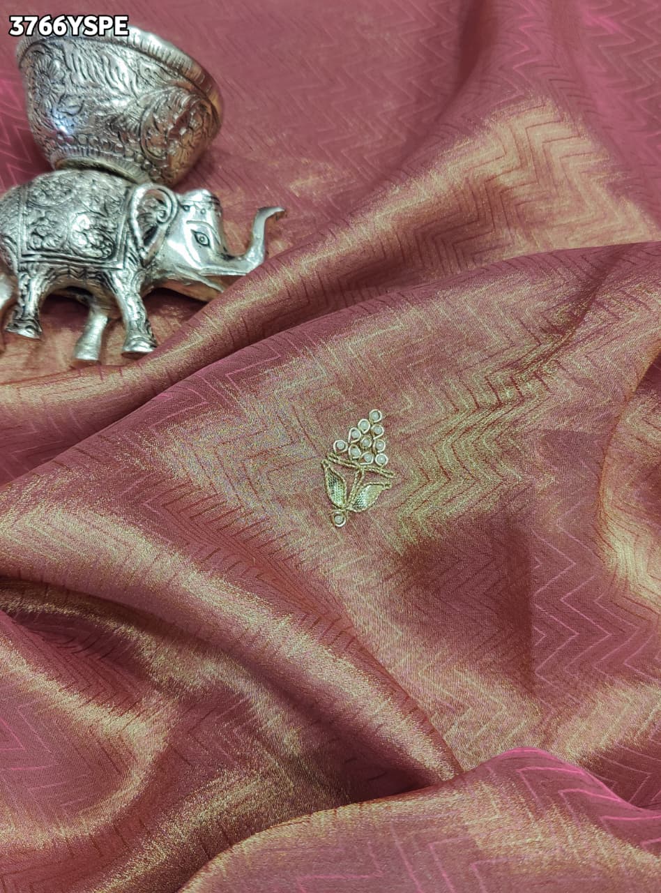 KcPc Tissue Silk Traditional Saree with Zardosi Gotapatti Work for Festive Wear