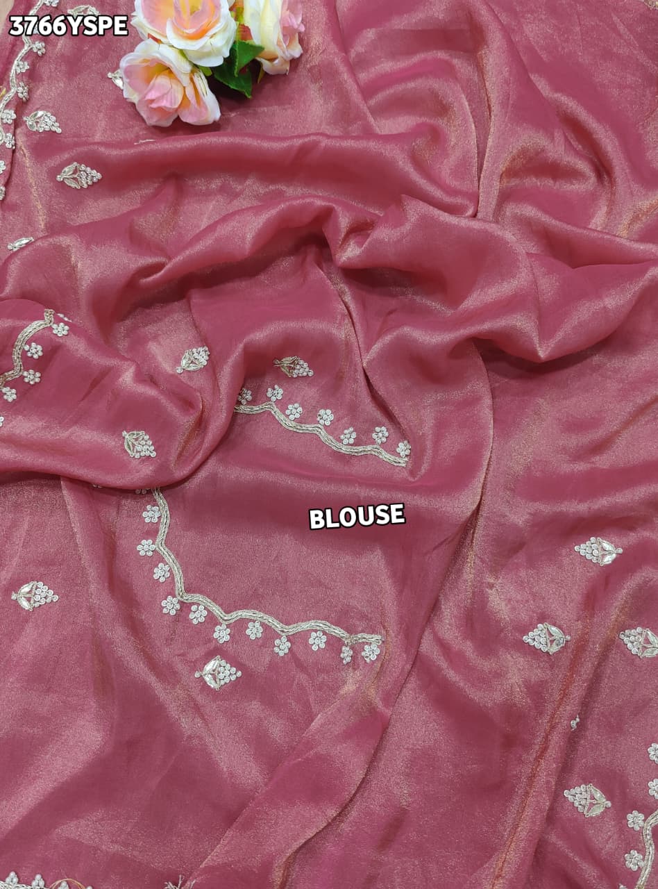KcPc Tissue Silk Traditional Saree with Zardosi Gotapatti Work for Festive Wear
