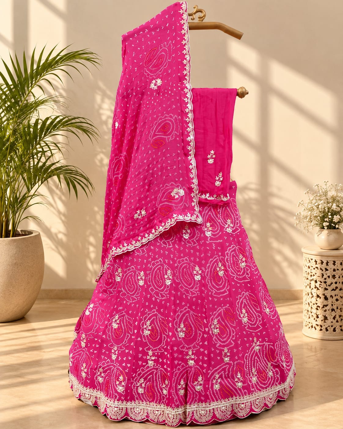 KcPc New Pure Chinon Bandhani Gotapatti CutWork Lehenga SetMAD