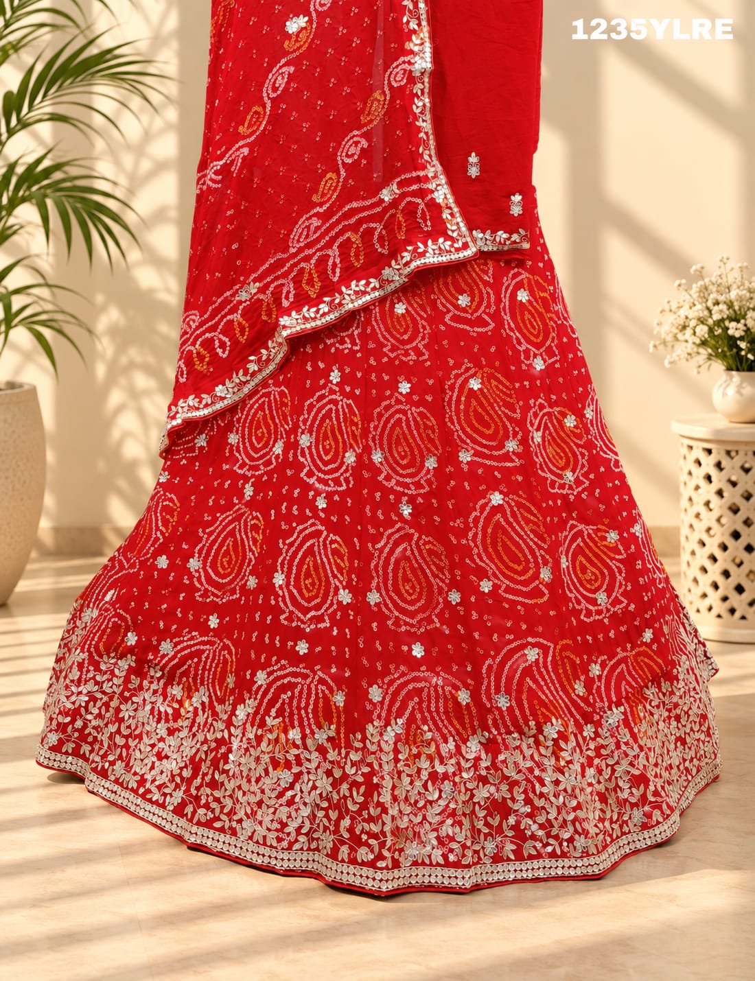 KcPc New Pure Chinon Bandhani Gotapatti Work Lehenga Set MAD