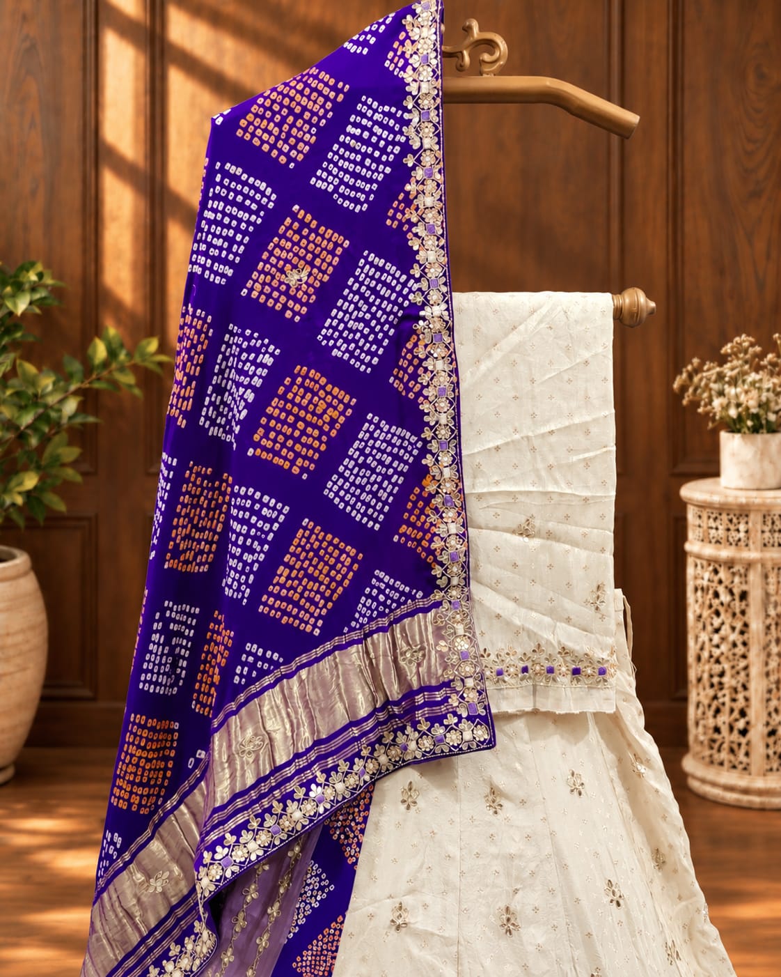KcPc New Beautiful Gaji Silk Bandhani Style With Gotapatti Work Lehenga MAD