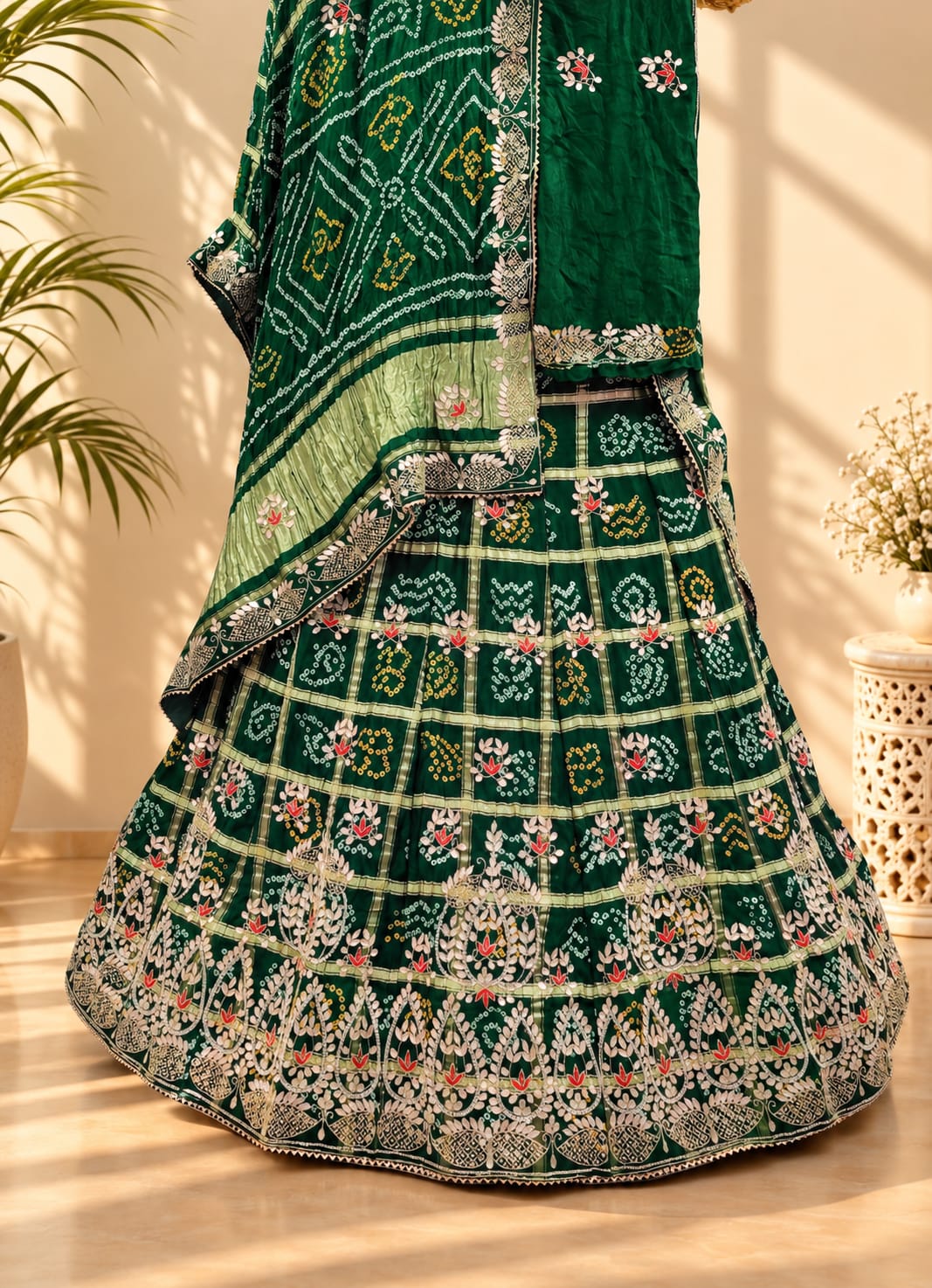KcPc New Beautiful Pure gajji silk Lehenga Set With Gotapatti Handwork SATISH