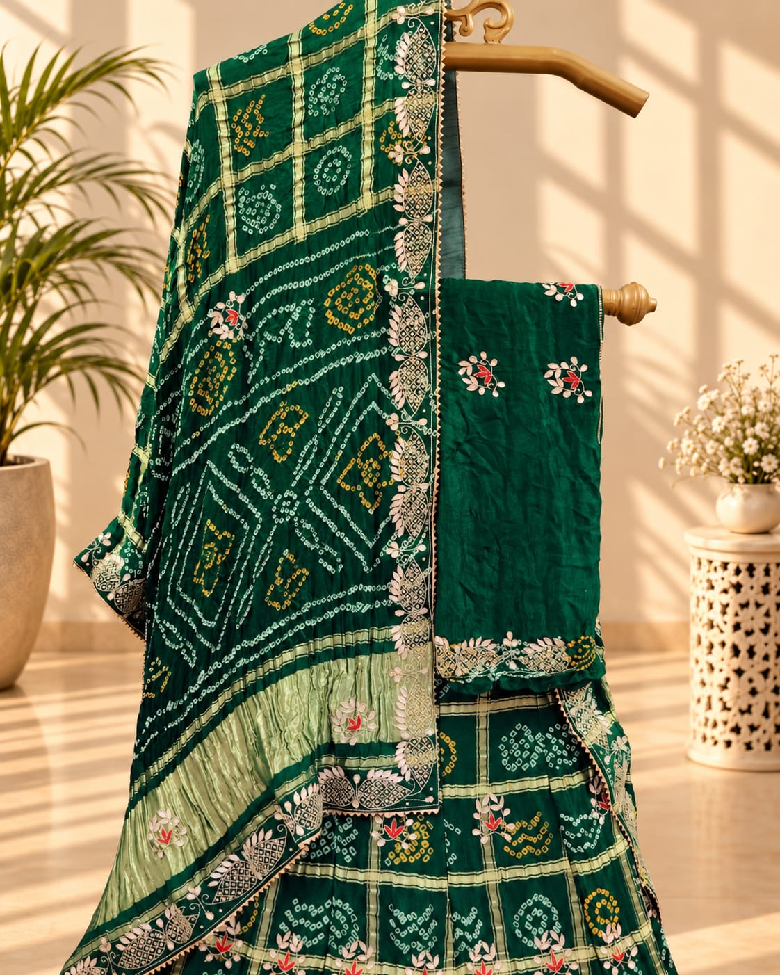 KcPc New Beautiful Pure gajji silk Lehenga Set With Gotapatti Handwork SATISH