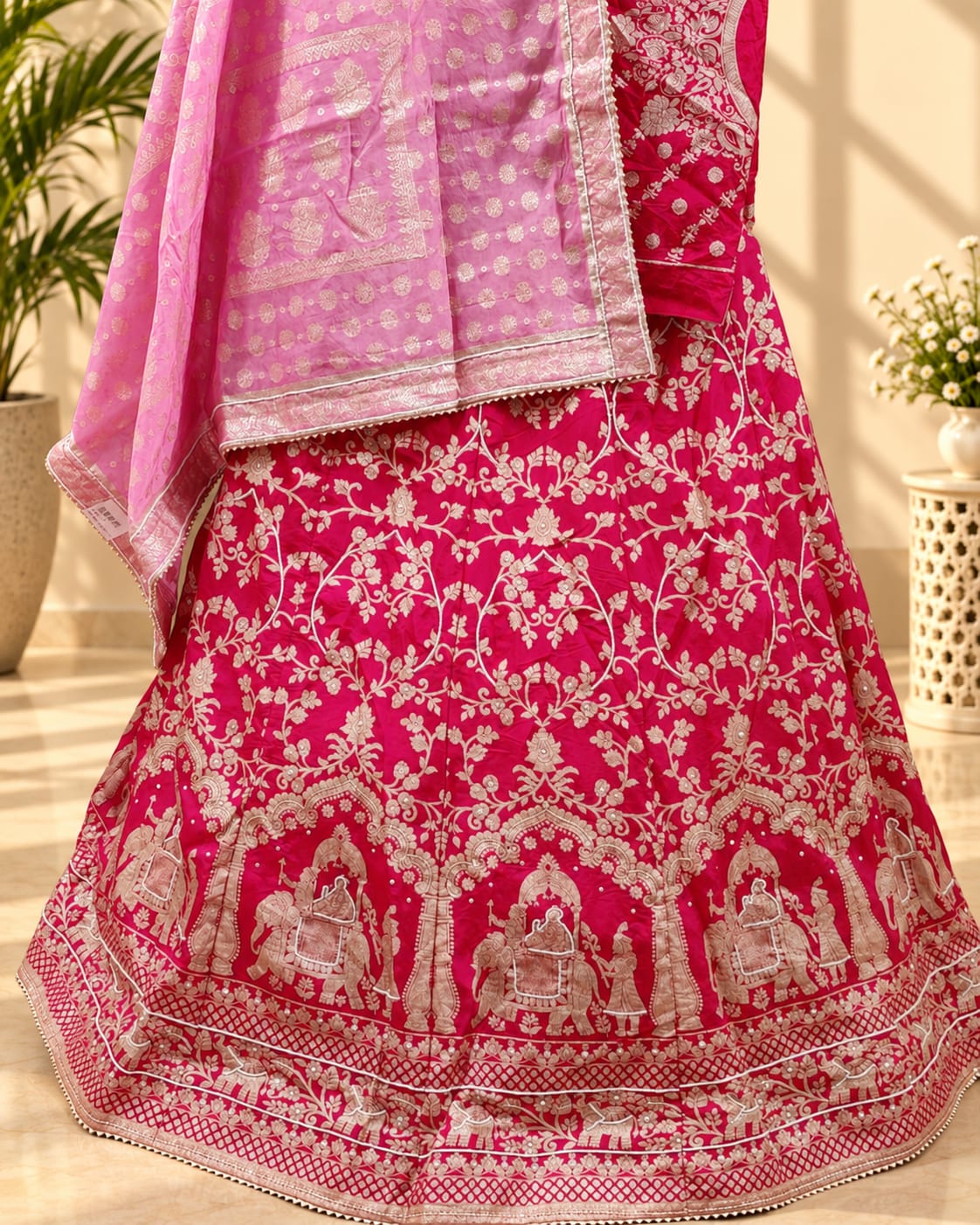 KcPc New Upada Silk Banarasi Style Handwork Gotapatti Lehenga RTK