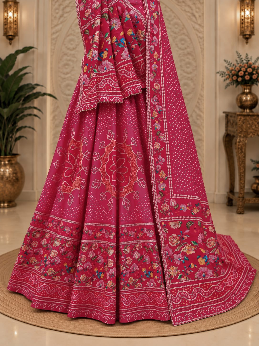 KcPc New Printed Crepe Silk Lehenga with Elegant Cutdana Work Traditional WearSFS