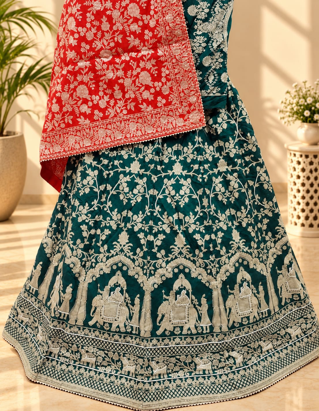 KcPc New Beautiful Upada Silk Banarasi Style Handwork Gotapatti Lehenga RTK