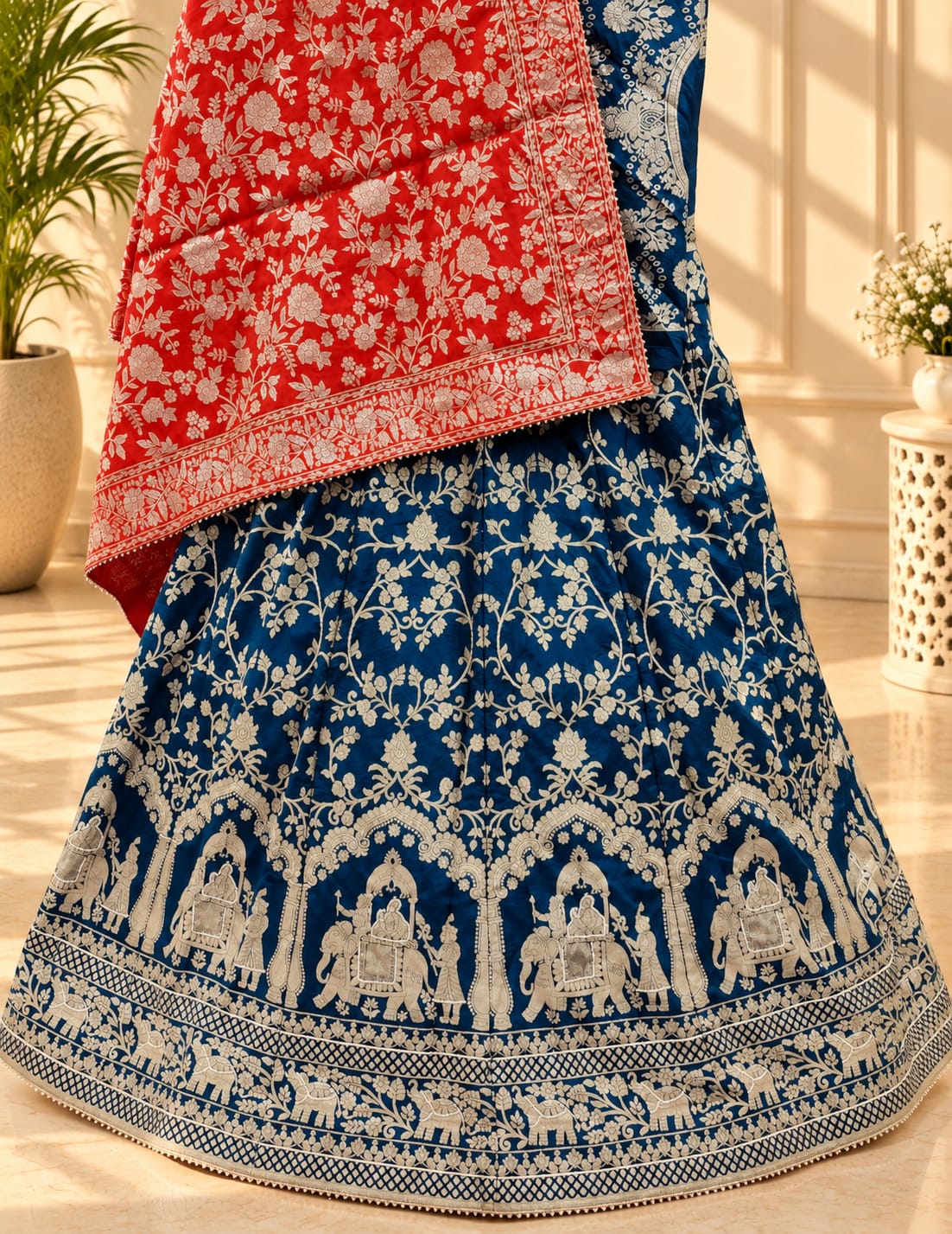KcPc New Upada Silk Banarasi Style Handwork Gotapatti Lehenga RTK