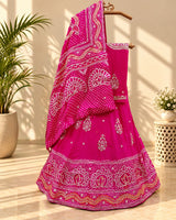 KcPc New Gaji silk bandhani Style With GotaPatti work Lehanga SATISH