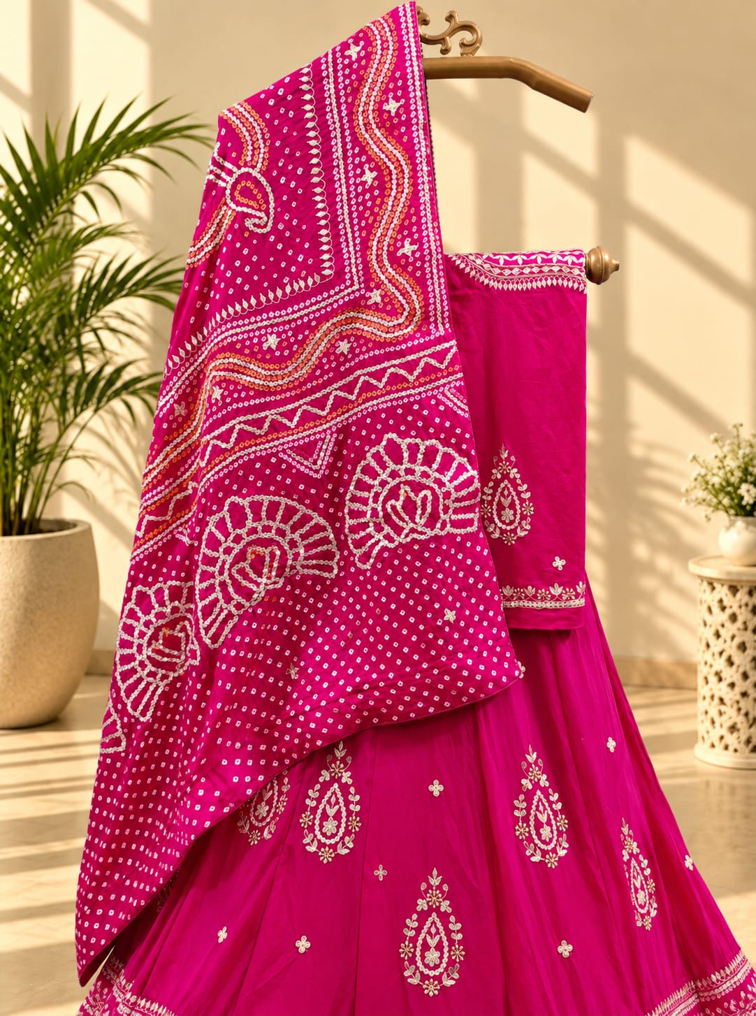 KcPc New Gaji silk bandhani Style With GotaPatti work Lehanga SATISH