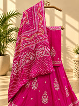 KcPc New Gaji silk bandhani Style With GotaPatti work Lehanga SATISH