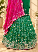 KcPc New Beautiful Pure Chinon Bandhani Gotapatti Work Lehenga Set MAD