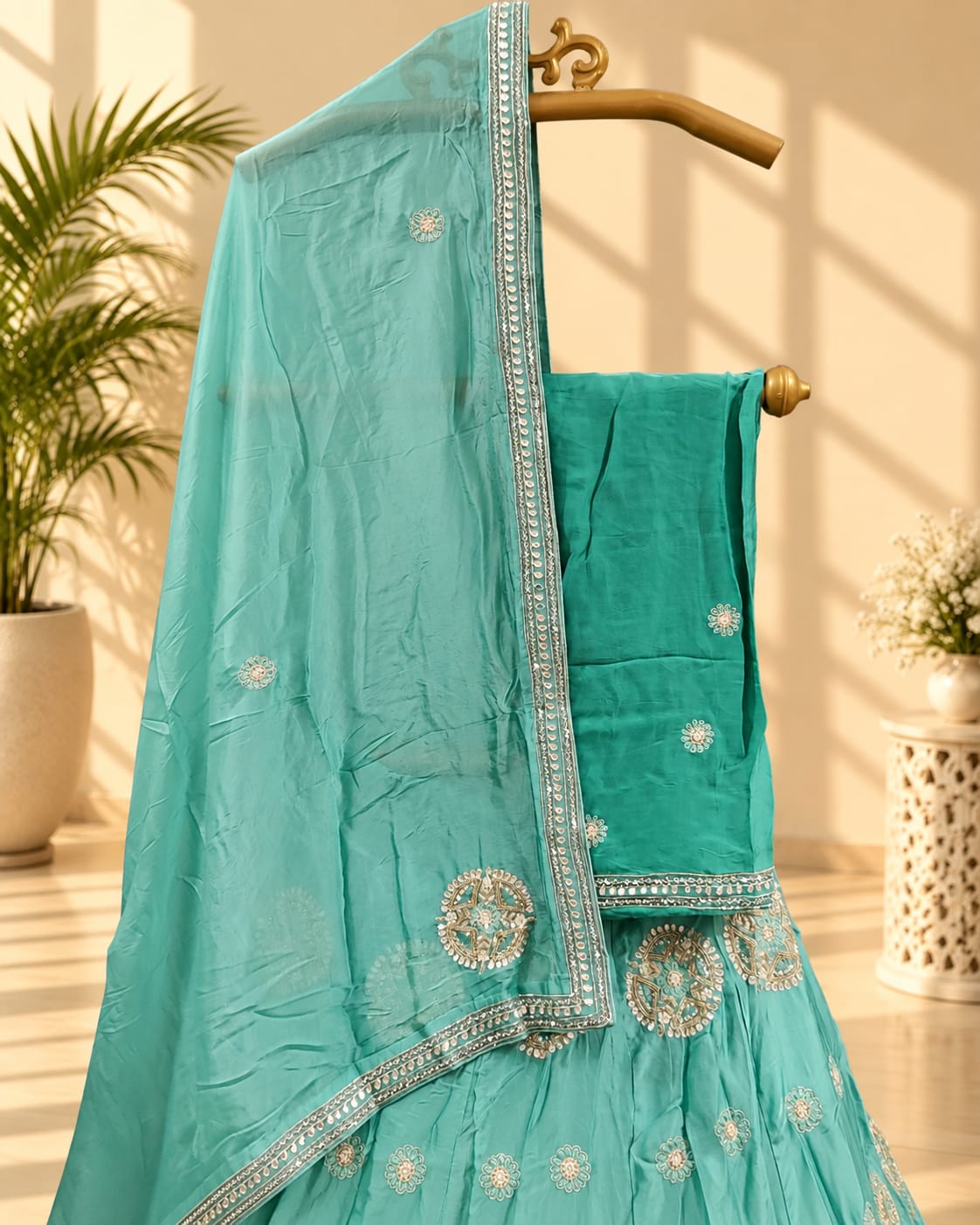 KcPc H O Silk Double Shade Heavy Zardoji Gotapatti Work LehengaMAD