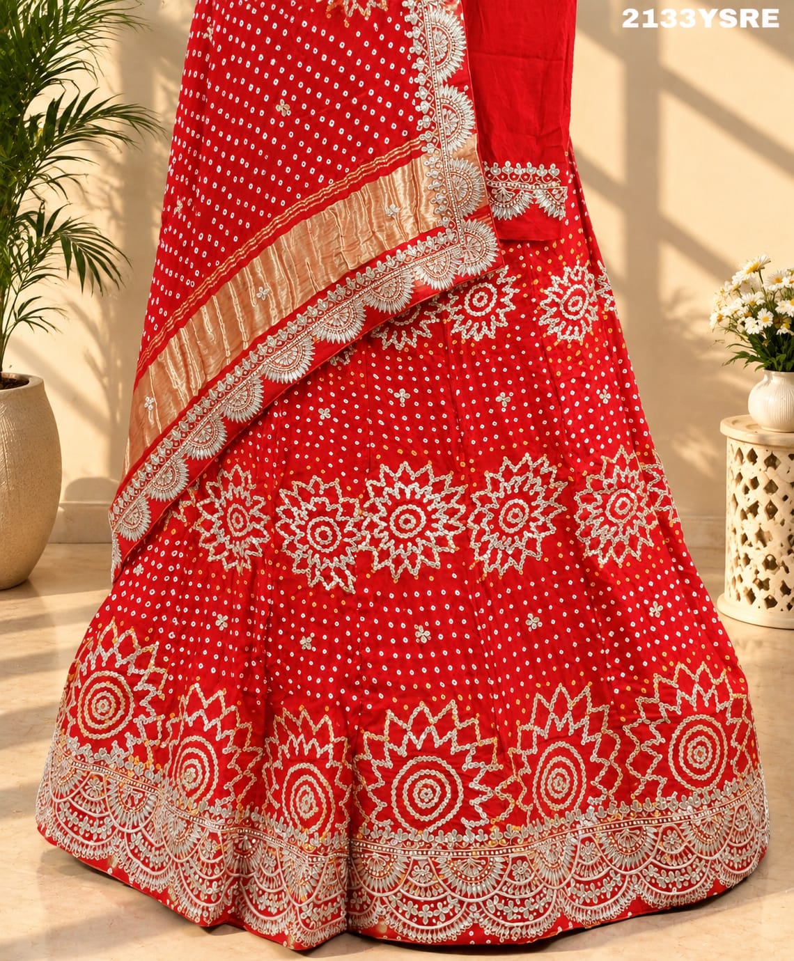 KcPc New Gaji Silk Bandhani Style With Gotapatti Work Lehenga SATIS