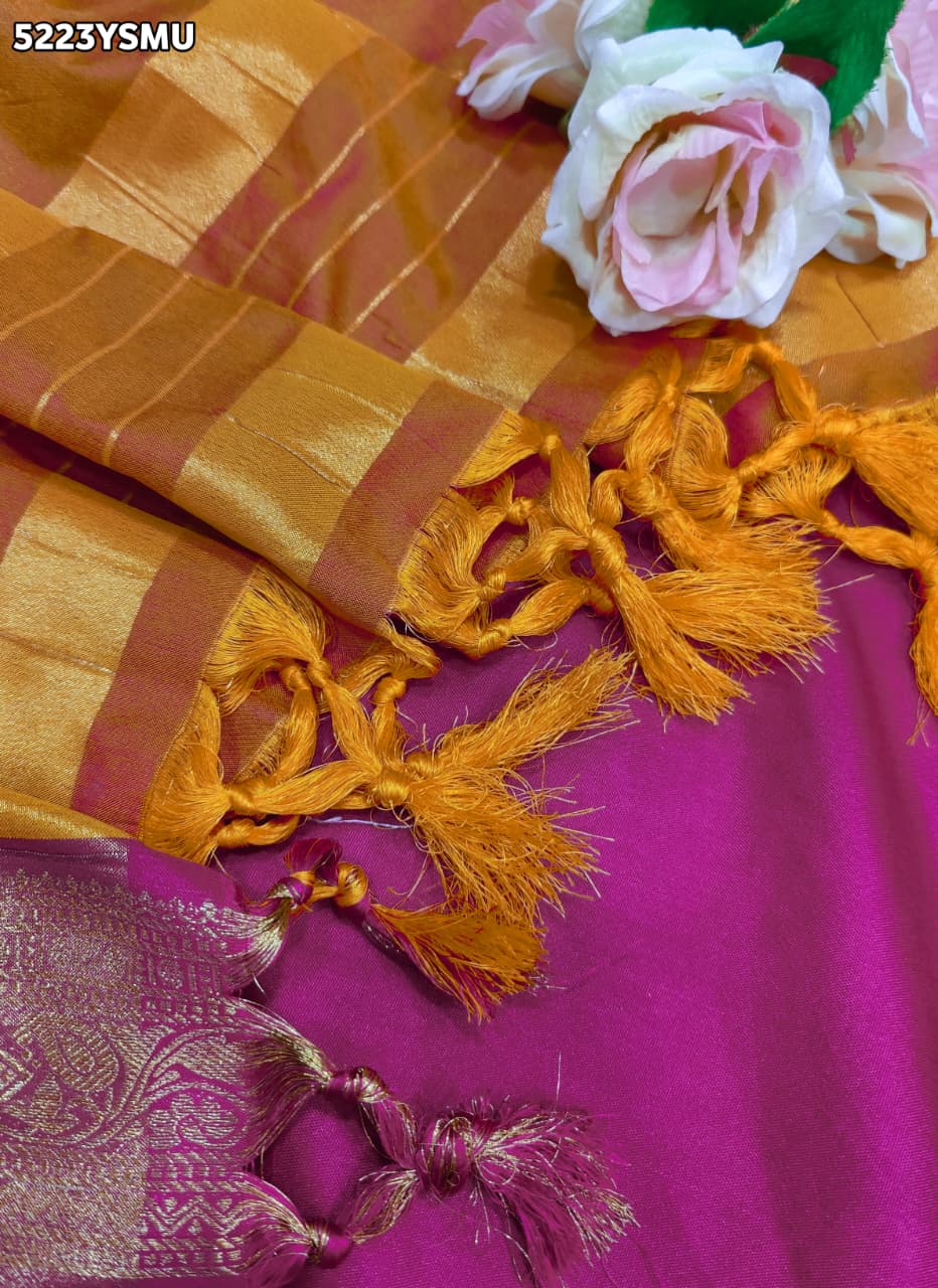 KcPc Designer Banarasi Silk Kanjivaram Style Saree with Traditional Zari Border SWA