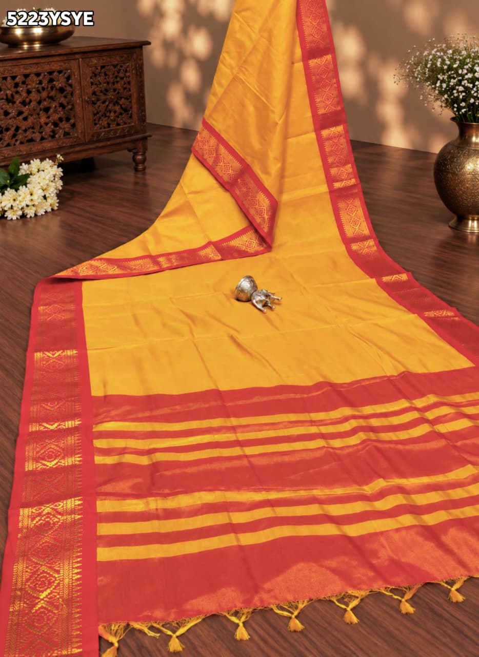 KcPc Traditional Kanjivaram Style Banarasi Silk Saree with Zari Border