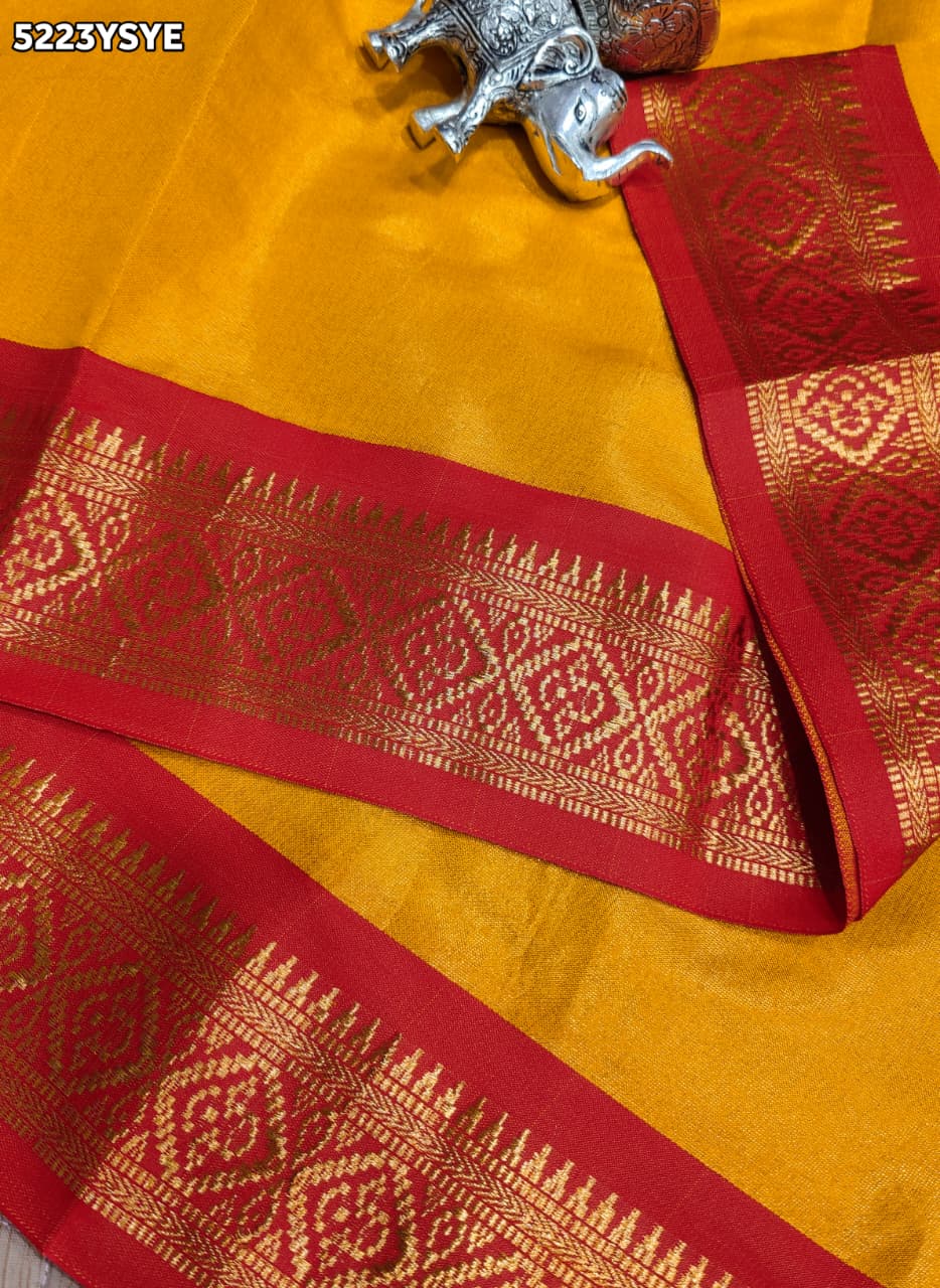KcPc Traditional Kanjivaram Style Banarasi Silk Saree with Zari Border