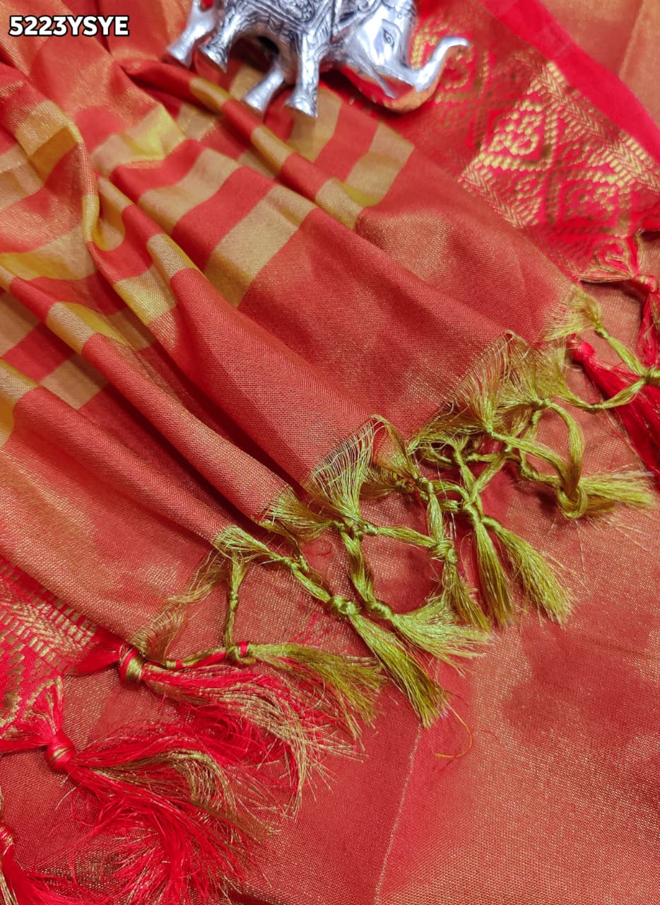 KcPc Traditional Kanjivaram Style Banarasi Silk Saree with Zari Border