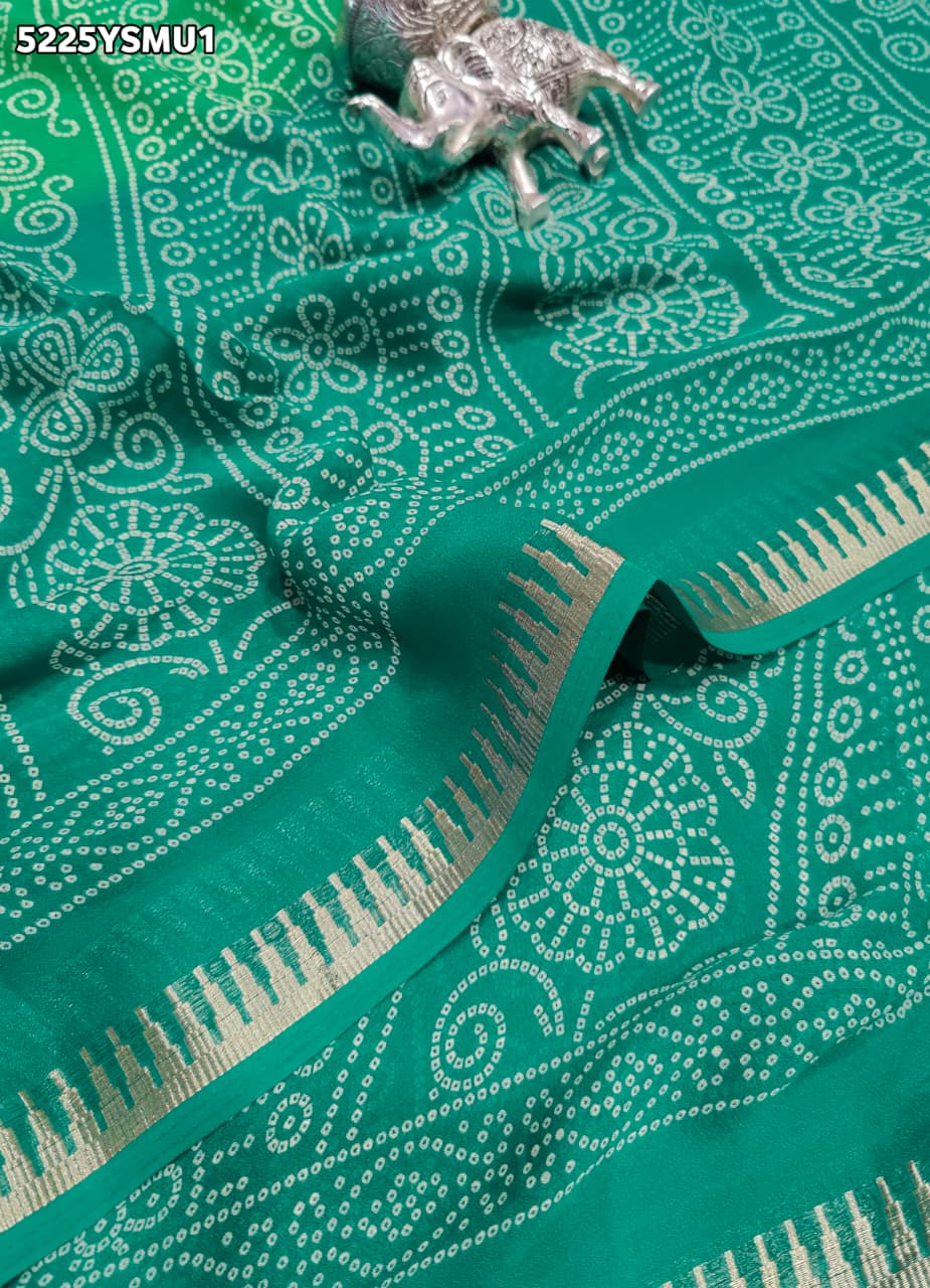 KcPc Georgette Bandhani Traditional Saree with Designer Zari Border