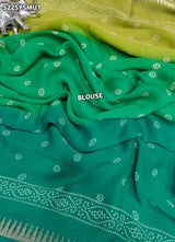 KcPc Georgette Bandhani Traditional Saree with Designer Zari Border
