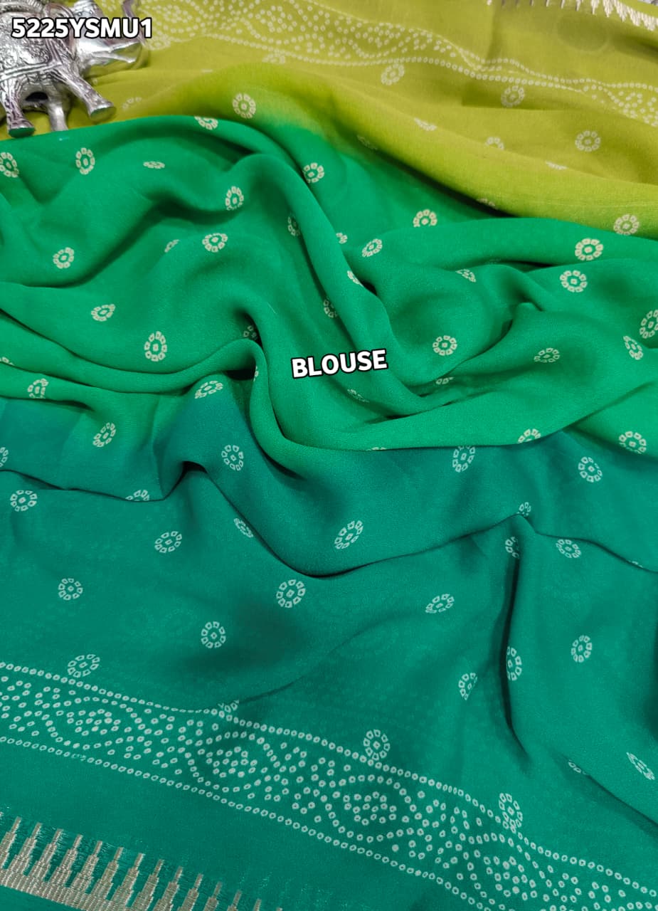 KcPc Georgette Bandhani Traditional Saree with Designer Zari Border