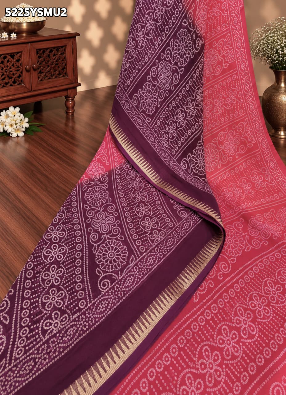 KcPc Georgette Traditional Bandhani Saree with Designer Zari Border and Blouse Piece