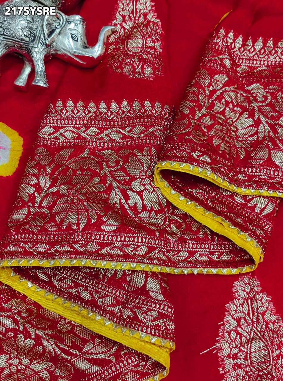 KcPc New Dola Silk Bandhani Zari Weaving Work Saree RTK