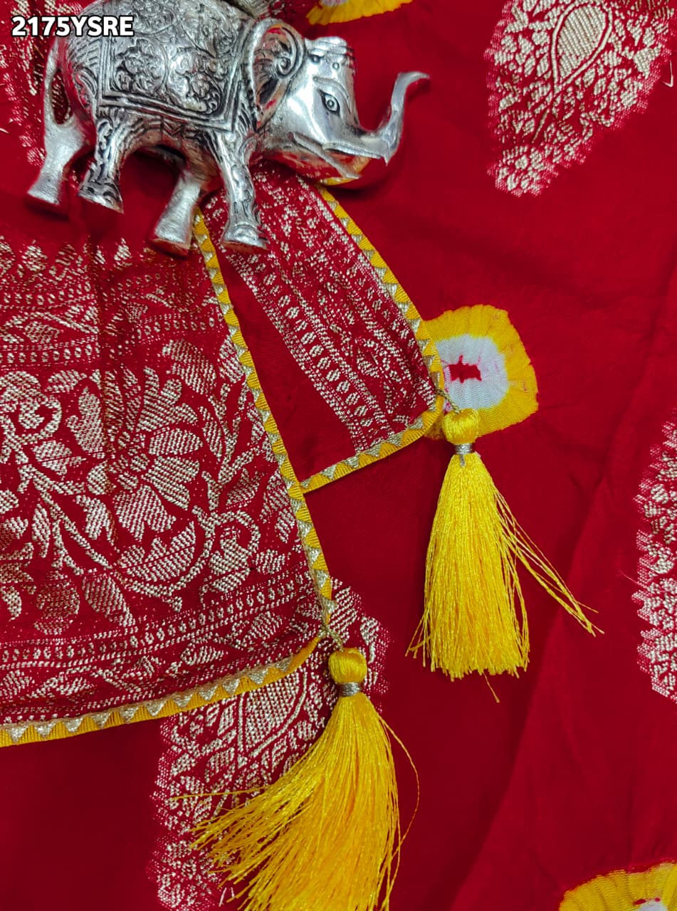 KcPc New Dola Silk Bandhani Zari Weaving Work Saree RTK