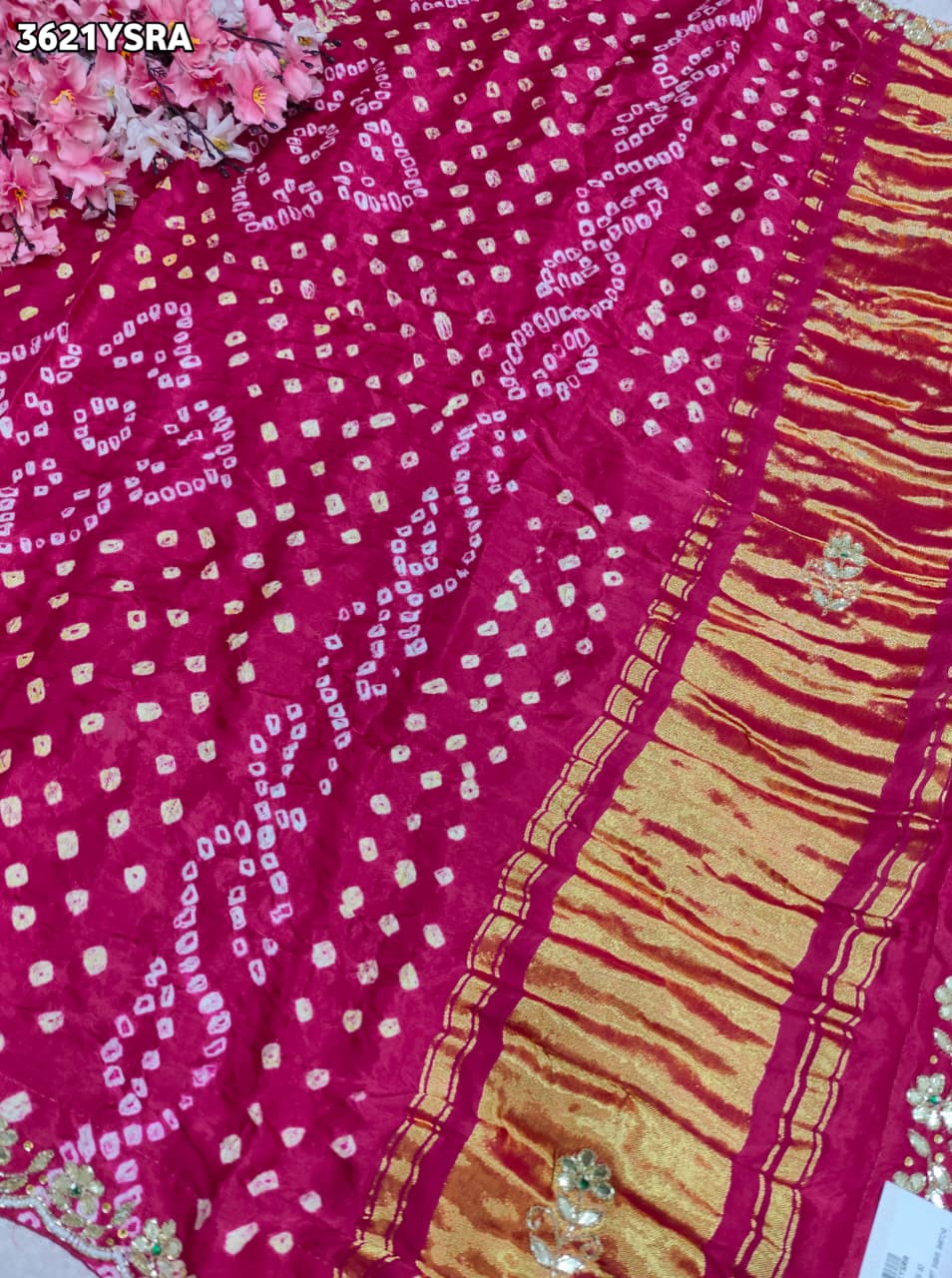KcPc Modal Gaji Silk Ghatchola Style Saree with Traditional Gota Patti Work and Blouse for Festive Wear