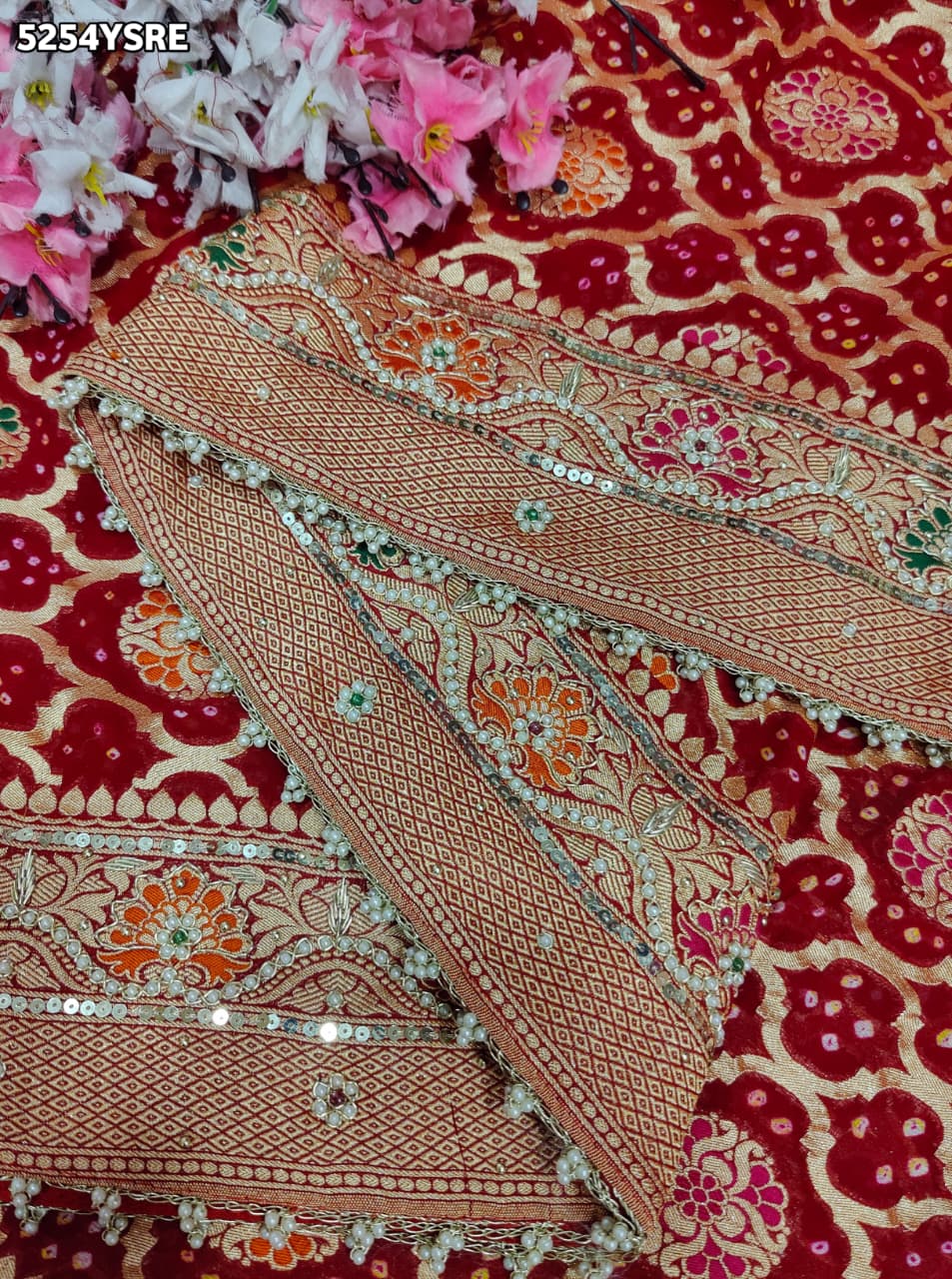 KcPc Khaddi Georgette Designer Bandhani Saree with Zardosi Embroidery for Festive Wear
