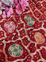 KcPc Khaddi Georgette Designer Bandhani Saree with Zardosi Embroidery for Festive Wear