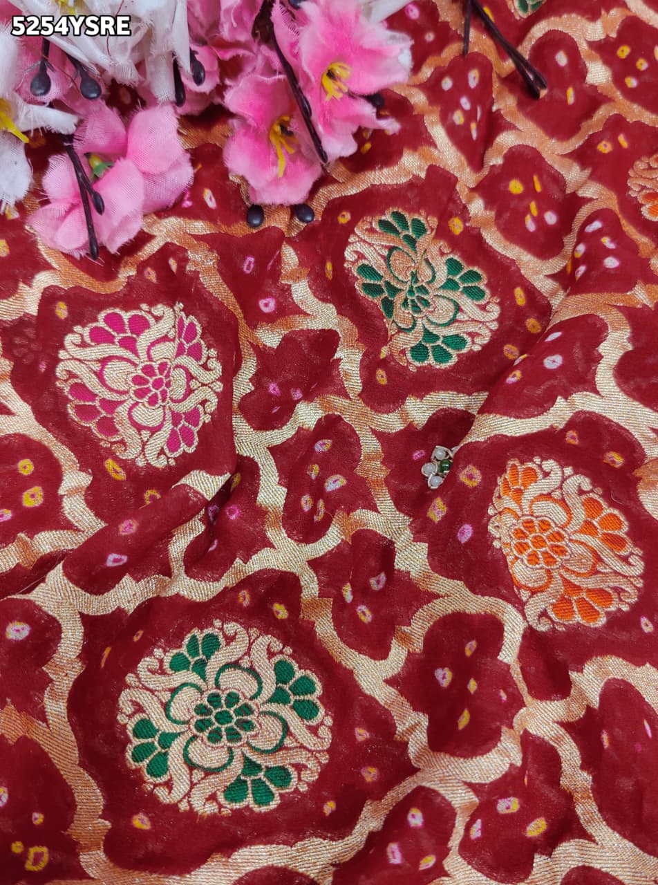 KcPc Khaddi Georgette Designer Bandhani Saree with Zardosi Embroidery for Festive Wear