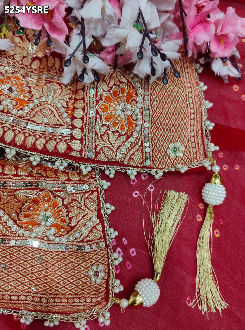 KcPc Khaddi Georgette Designer Bandhani Saree with Zardosi Embroidery for Festive Wear