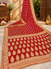 KcPc Khaddi Georgette Bandhani Saree Featuring Traditional Zardosi Work with Blouse