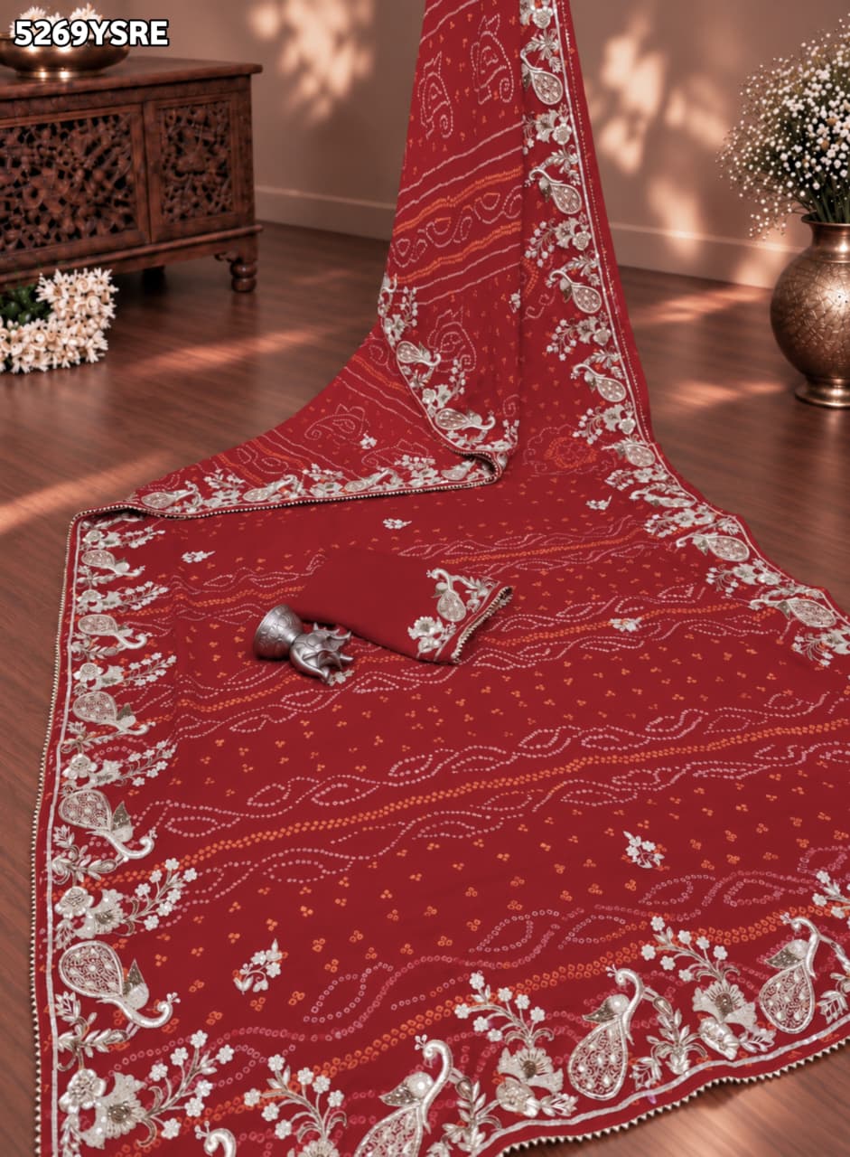 KcPc Ojariya Traditional Style Saree with Designer Gota Patti Work and BlouseRKSH