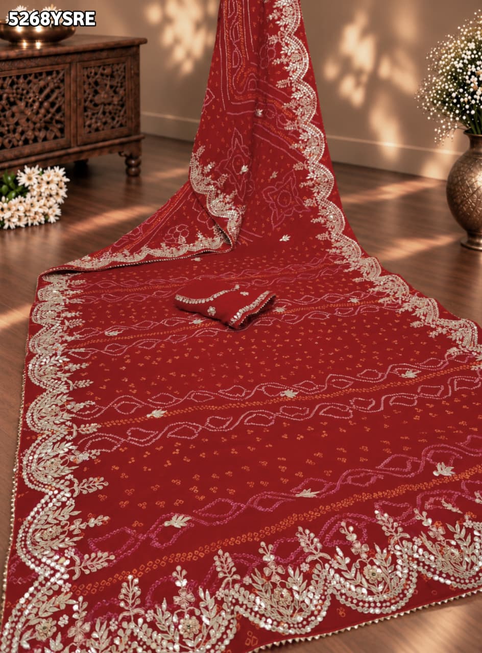 KcPc Ojariya Festive Saree Featuring Traditional Gota Patti Work with BlouseRKSH