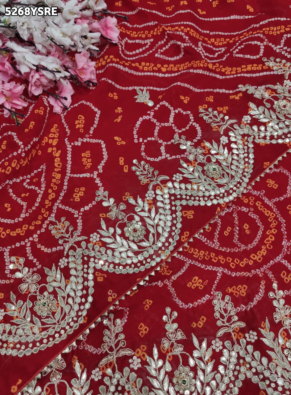 KcPc Ojariya Festive Saree Featuring Traditional Gota Patti Work with BlouseRKSH