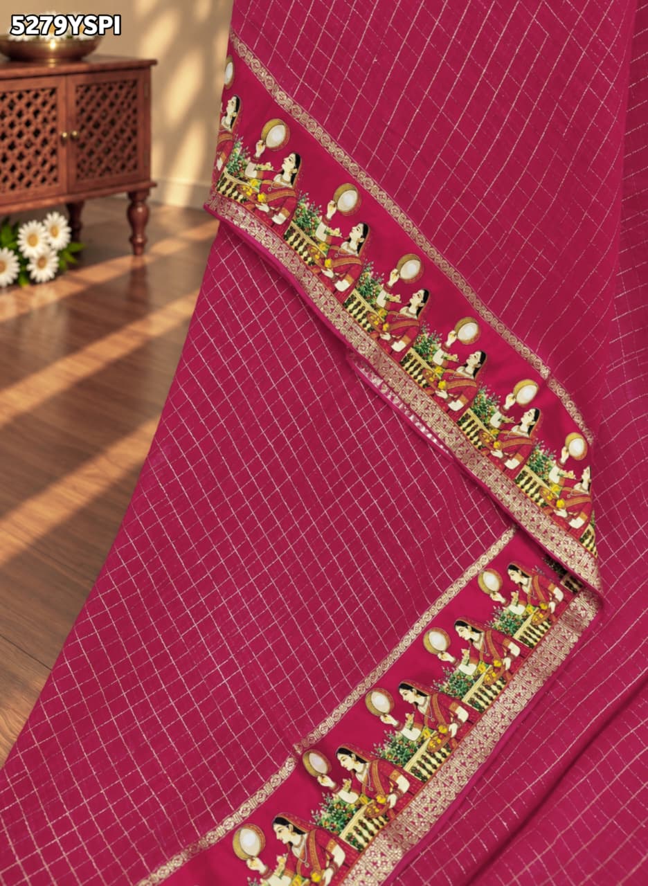 KcPc Georgette Karwa Chauth Style Saree with Traditional Mirror Border and Blouse for Festive WearVJT