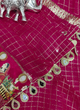 KcPc Georgette Karwa Chauth Style Saree with Traditional Mirror Border and Blouse for Festive WearVJT