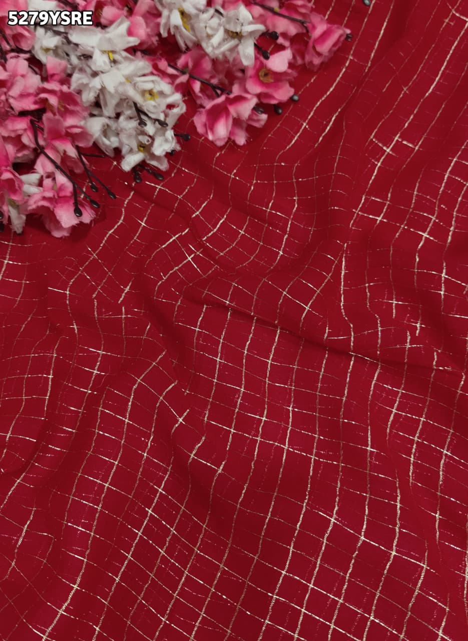 KcPc Georgette Karwa Chauth Style Festive Saree with Mirror Border and Matching BlouseVJT