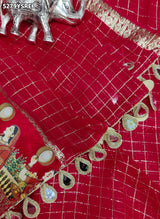 KcPc Georgette Karwa Chauth Style Festive Saree with Mirror Border and Matching BlouseVJT