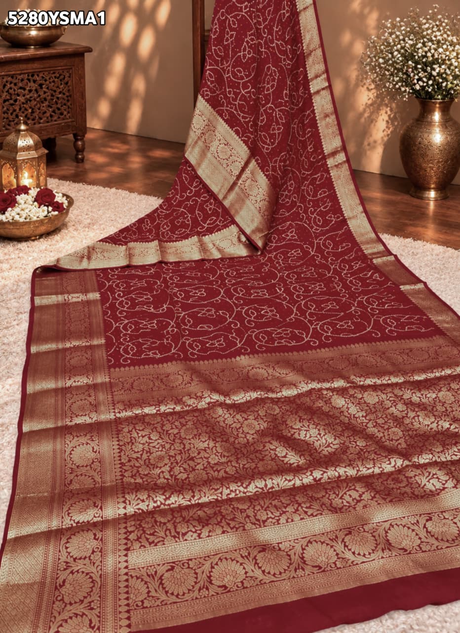 KcPc Festive Wear Viscous Silk Bandhani Style Saree with Zari Weaving VJT