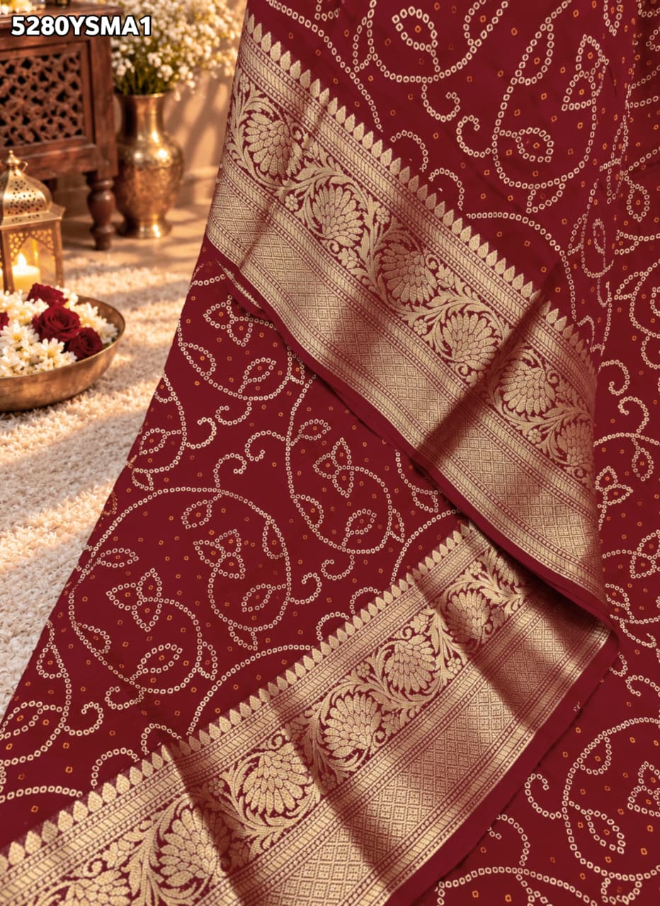 KcPc Festive Wear Viscous Silk Bandhani Style Saree with Zari Weaving VJT
