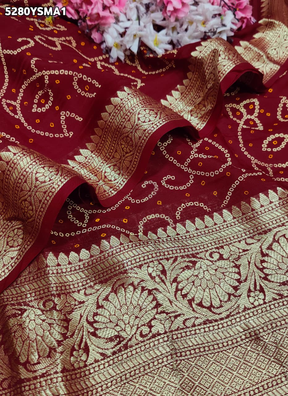 KcPc Festive Wear Viscous Silk Bandhani Style Saree with Zari Weaving VJT